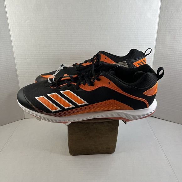 Adidas Men's Icon 6 Bounce Baseball Cleats Orange/Black Size 17 FV9349 NEW - Picture 1 of 10